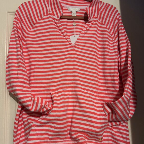 Lilly Pulitzer Cassi Popover St Tropez Stripe Cane Coral XL New - Picture 1 of 2